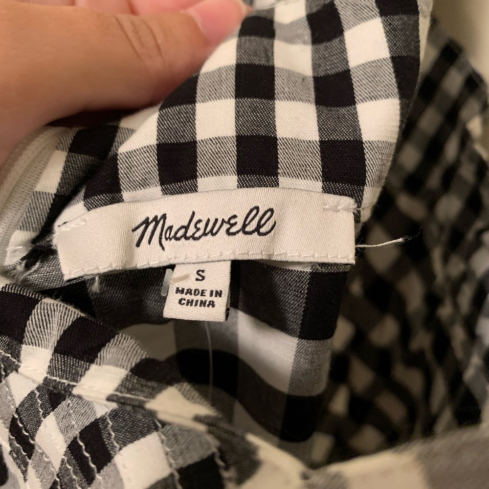 Madewell Black & White Gingham Tie-Waist Jumpsuit - Picture 7 of 9